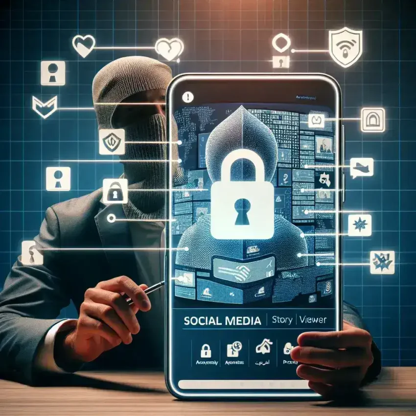 "Person using a smartphone to view Instagram stories anonymously, illustrating privacy protection features and tips from 'Instagram Story Viewer: The Ultimate Guide to Anonymous Story Viewing and Privacy Protection.'"
