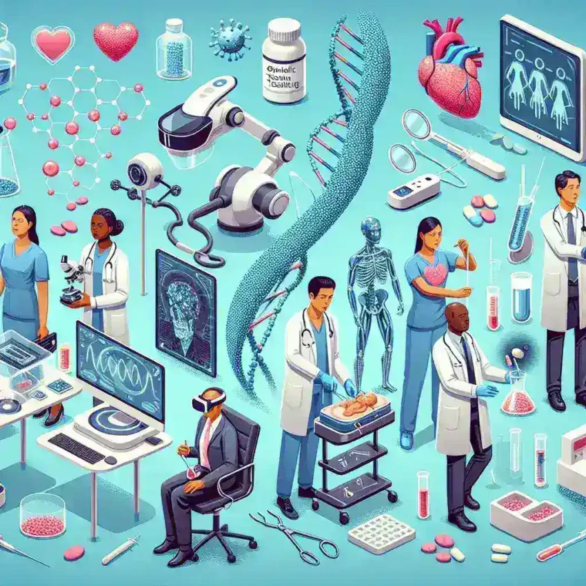 "Patient and doctor discussing personalized treatment options using advanced technology in a modern healthcare setting - Revolutionizing Healthcare: Personalized Medicine Enabled by Emerging Tech"