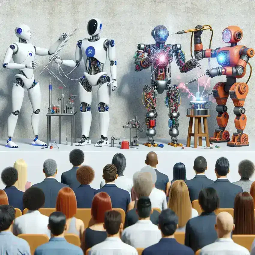 "Humanoid robot engaging in industrial tasks, illustrating the debate on automation ethics in U.S. design, focusing on the balance between humanoid form and functional efficiency."